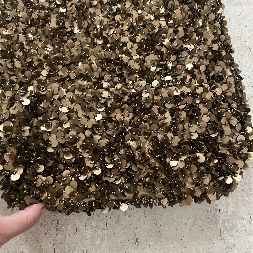 Y2K The Find Marvelous Bronzed Beaded Sequins Tote With “Diamond” Studded Strap - Picture 3 of 7